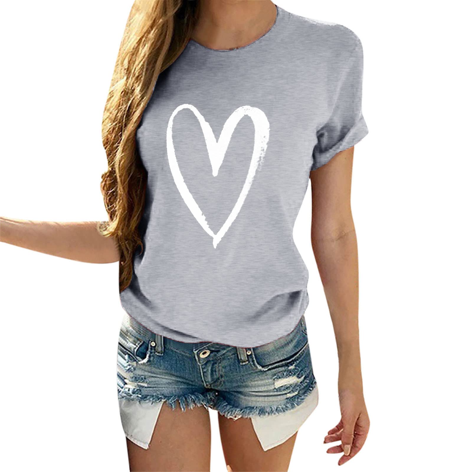 Funny Valentine's Day Bleached Print Oversized T-Shirt for Women - Trendy Short Sleeve Blouse & Casual Tops - Perfect for Date Nights, Parties & Gifts
