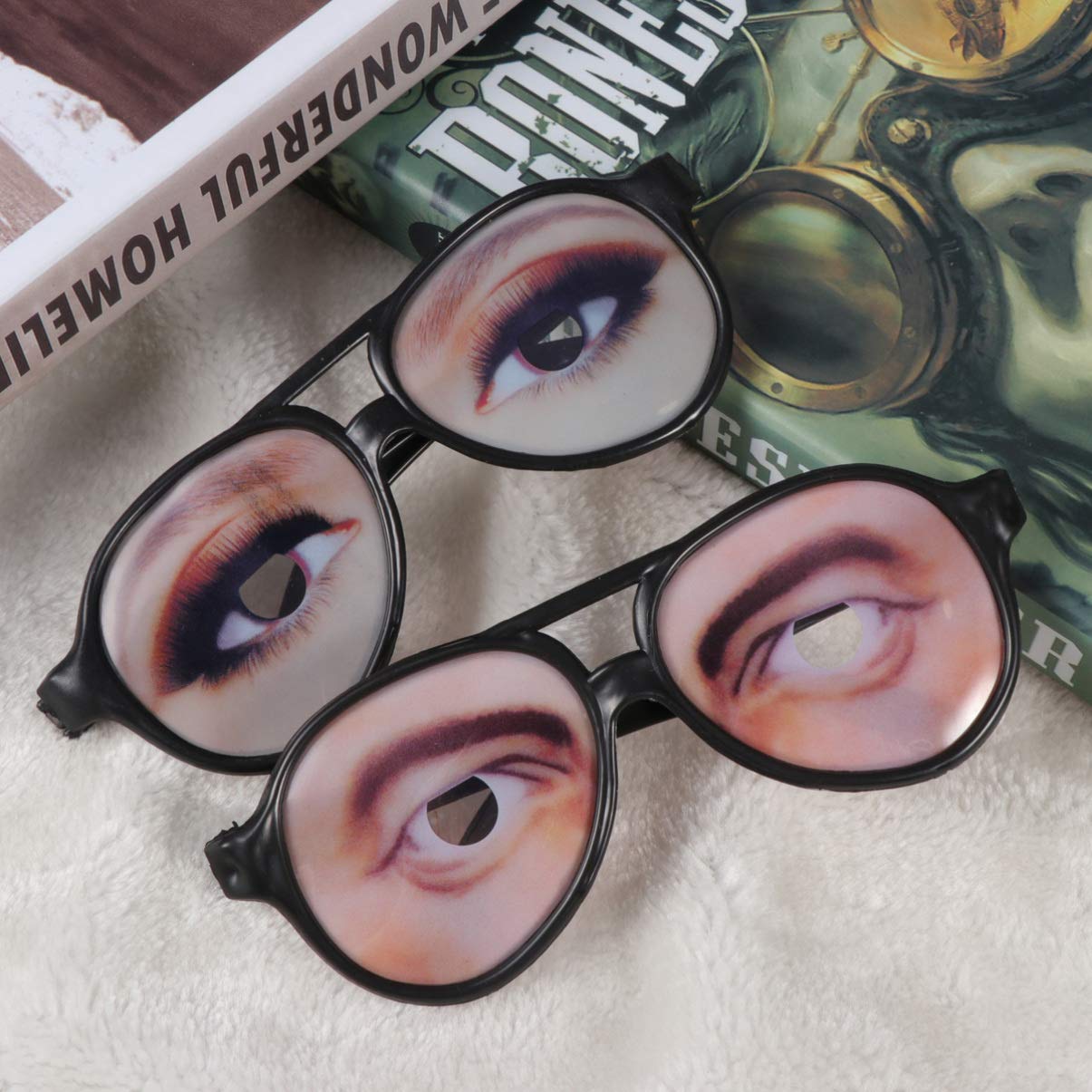 Funny Novelty Glasses with Eyes - 2PCS Disguise Costume Glasses for Adults, Halloween Party Accessories & Cosplay Props - Perfect for Costume Parties, Themed Events, and Pranks