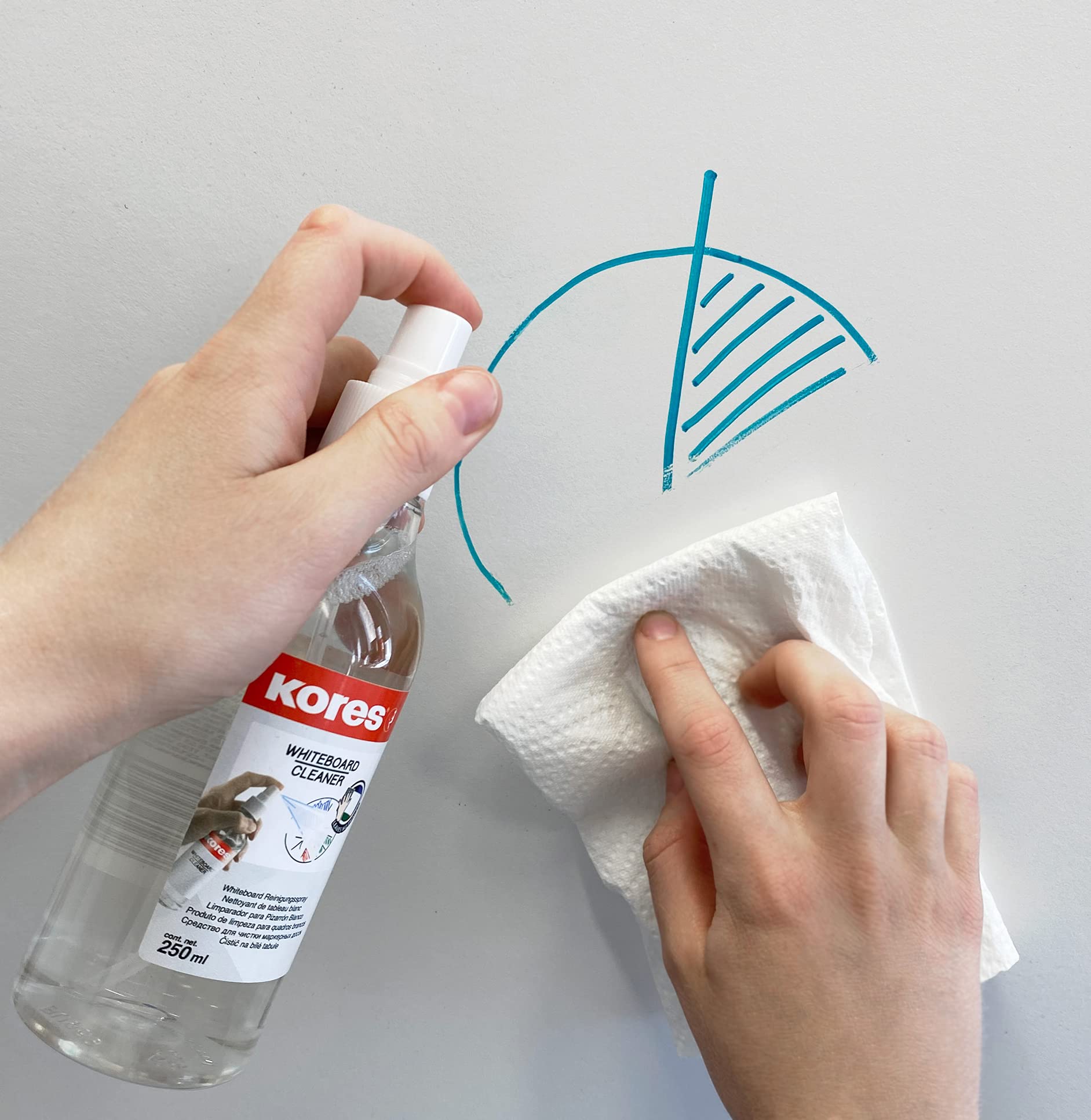 Kores 250ml Whiteboard Cleaner Spray - Fast Drying, Streak-Free Formula for Whiteboards, Glass Boards & Dry Erase Markers | Ideal for Offices, Classrooms & Home Use