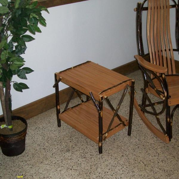 Stylish Hickory End Table for Living Room - Rustic Wood Side Table with Storage Shelf - Perfect for Small Spaces, Bedroom, or Office Decor