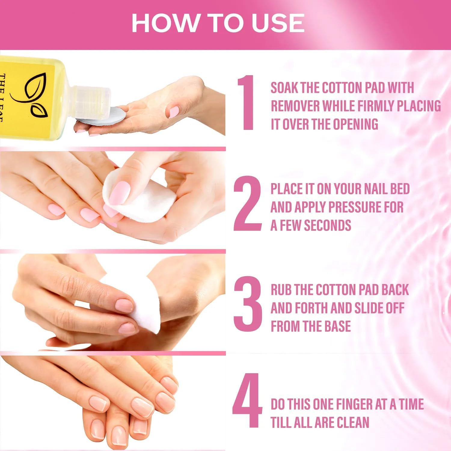 Organic Leaf Nail Polish Remover - Acetone-Free Formula, 70ml Lemon Scent - Gentle Nail Care for Home & Salon Use