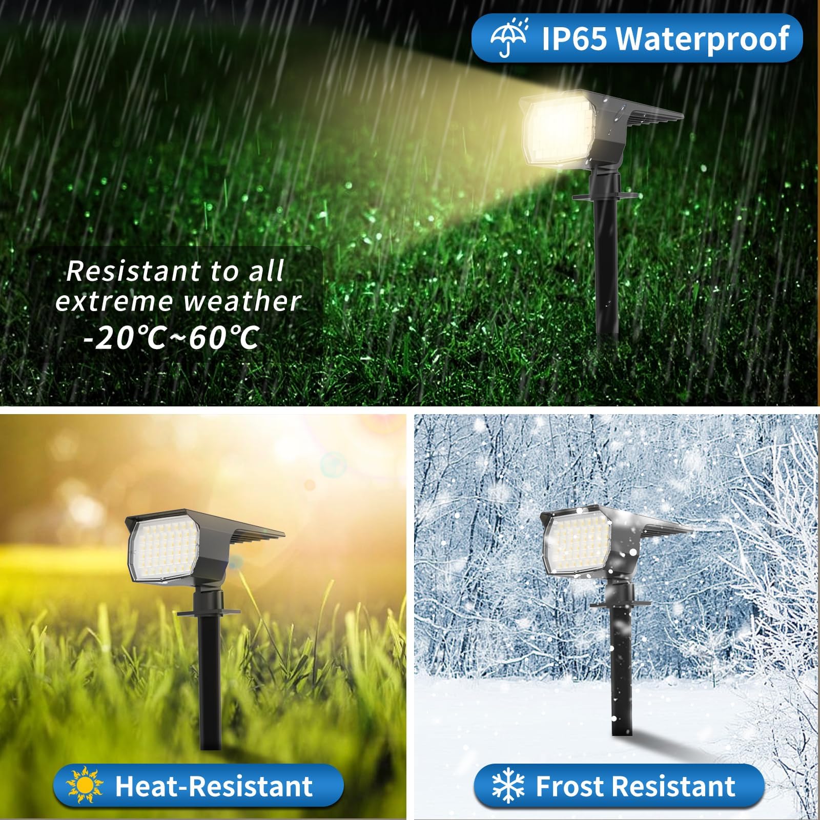 12 Pack Solar Spot Lights Outdoor Waterproof IP65 - 46 LED Landscape Spotlights with 3 Modes Auto On/Off - Solar Powered Flood Lights for Pathway, Yard, Garden, Walkway (Warm White) - Perfect for Outdoor Decor, Security Lighting & Nighttime Illumination