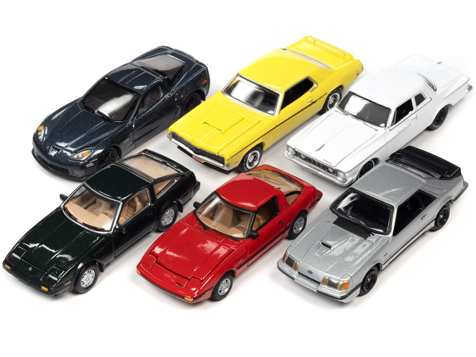Johnny Lightning 1/64 Diecast Model Cars - Classic Gold Collection 2022 Set B (6 Cars) - Perfect for Collectors, Display & Racing Scenes