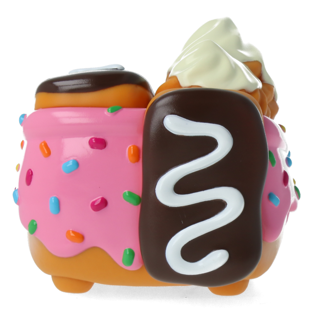 Dumpster Fire Donut Pink Vinyl Figure - Cute Kawaii Collectible Toy for Desk Decor, Gift for Donut Lovers, Office & Home Display