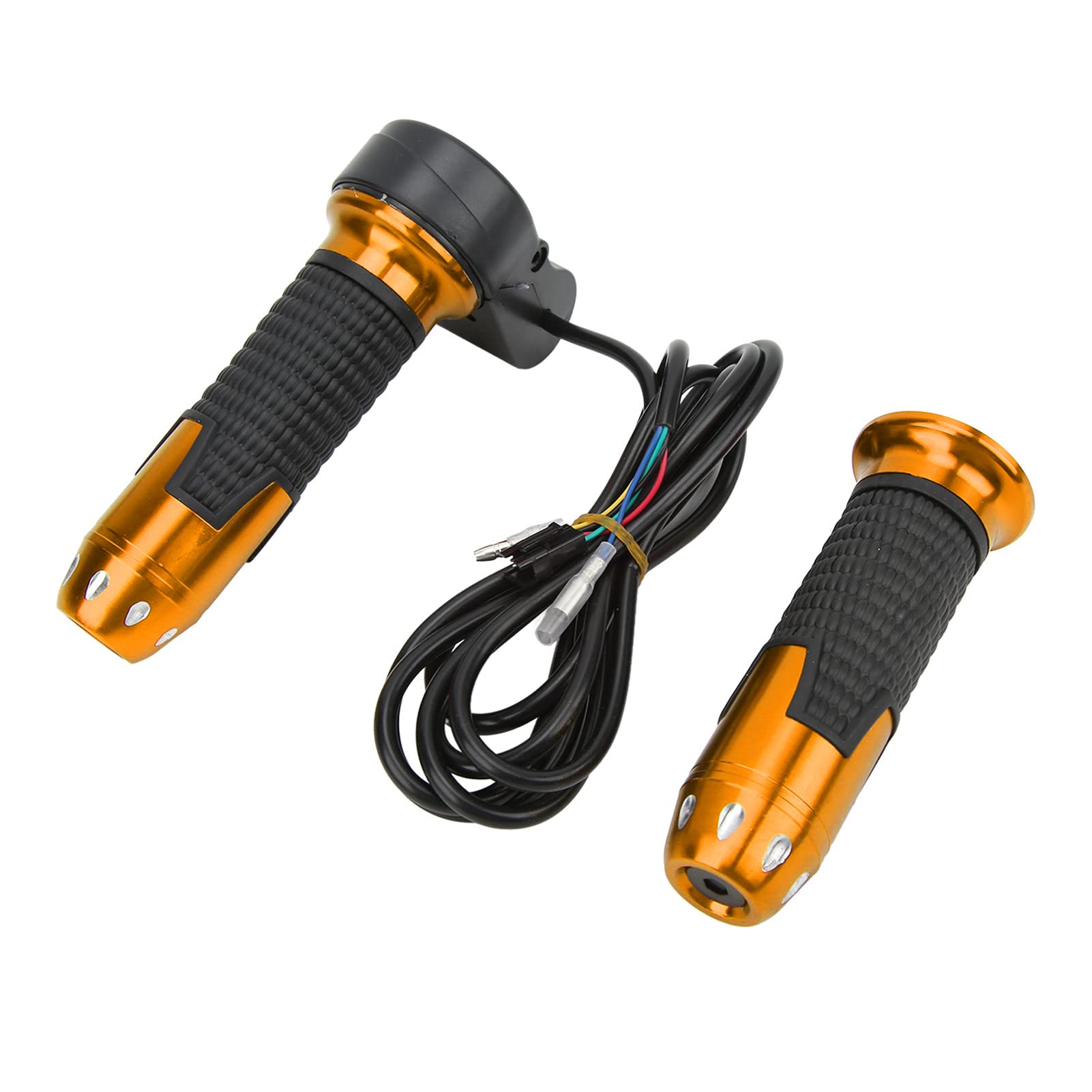 Premium 1 Pair Plastic Throttle Grips with Button - Universal Handlebar Grips for Electric Bikes & Scooters (Gold) - Perfect for Commuting, Off-Road & Urban Riding