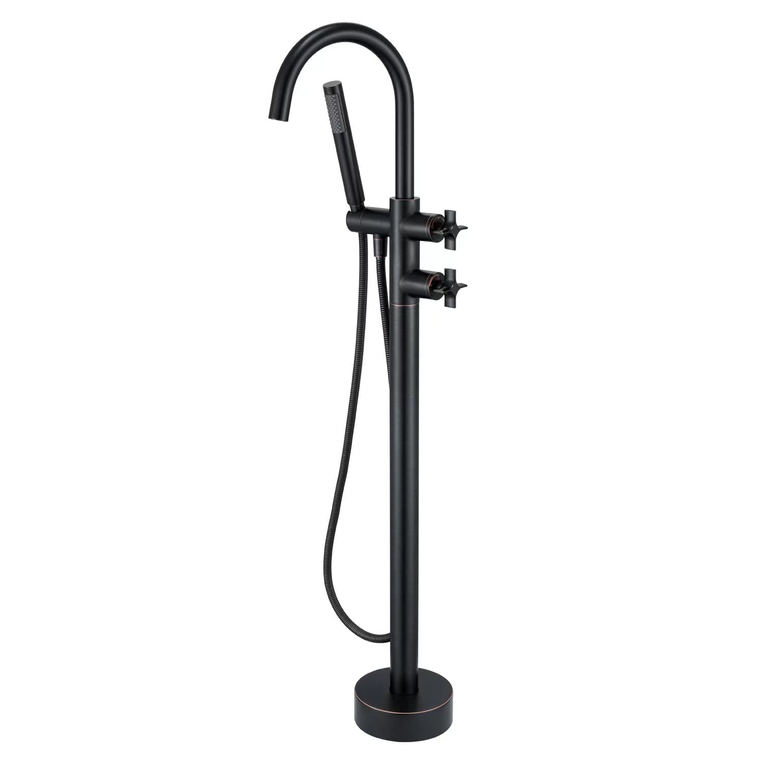 Freestanding Bathtub Faucet - Oil Rubbed Bronze Floor Mount Brass Tub Filler with Hand Shower - Perfect for Modern Bathroom & Spa Relaxation