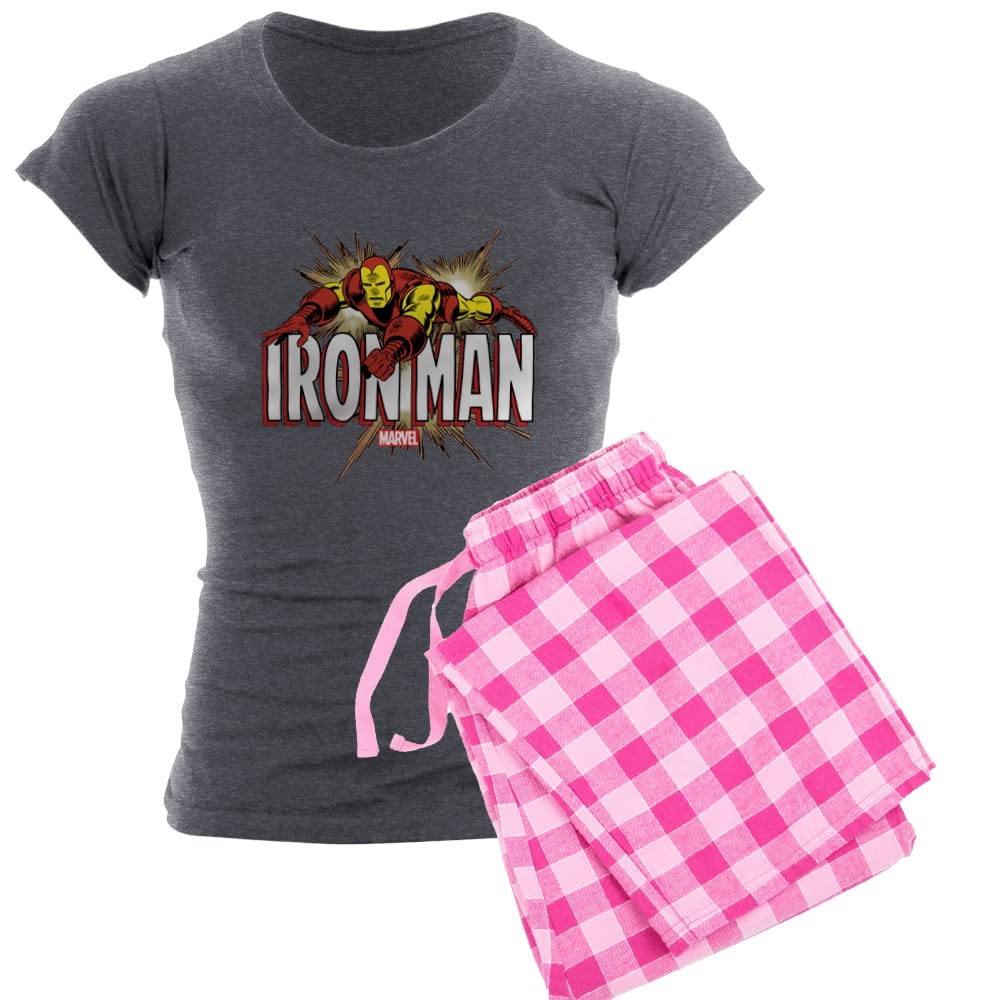 Iron Man Flying Women's Pajama Set - Soft Charcoal Lounge Pajamas for Marvel Fans - Perfect for Sleepovers, Movie Nights & Superhero Themed Parties