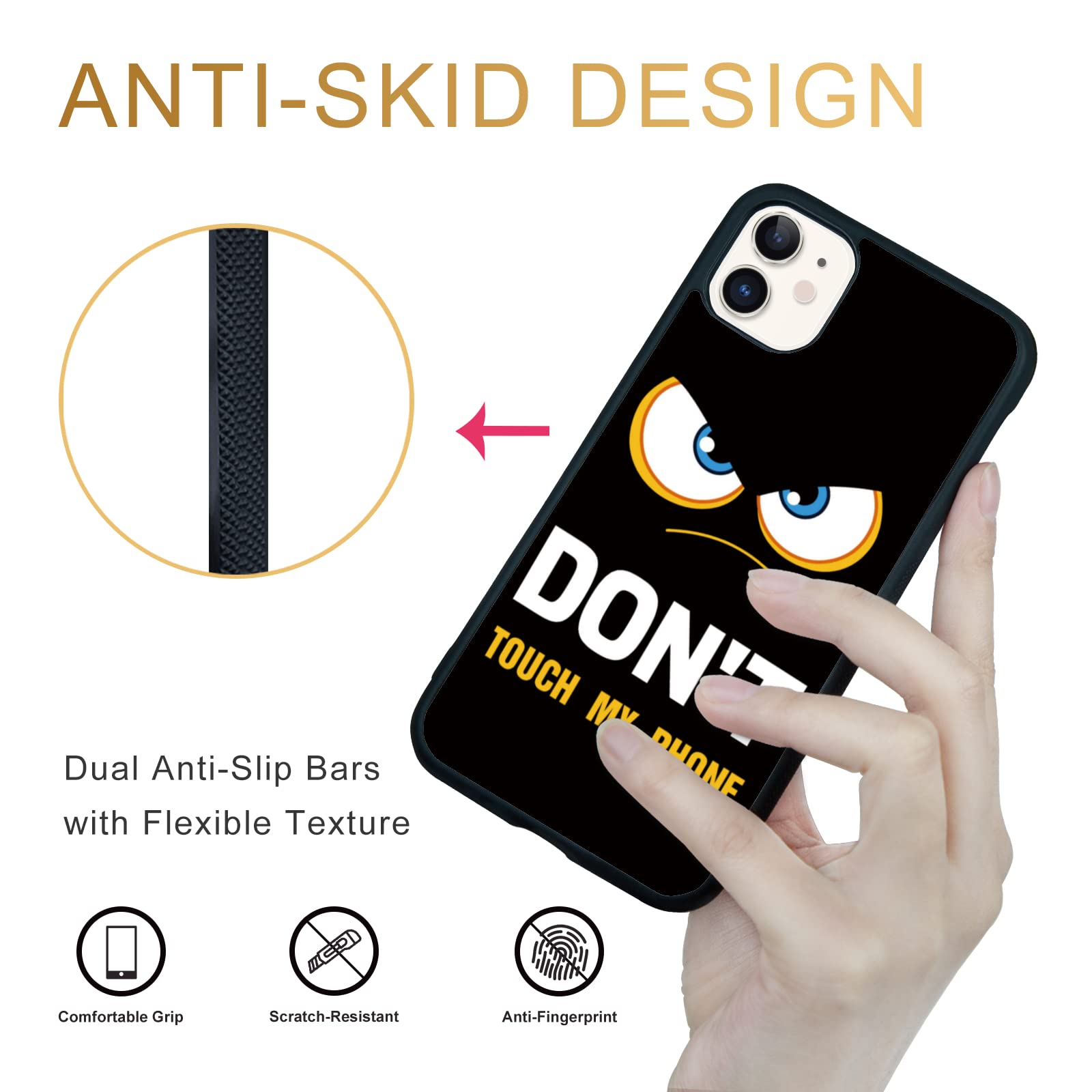 Funny Cool iPhone 11 Case for Men & Teens - 'Don't Touch My Phone' Protective Cover - Perfect Gift for Boys, Kids & Teens | School, Work & Everyday Use