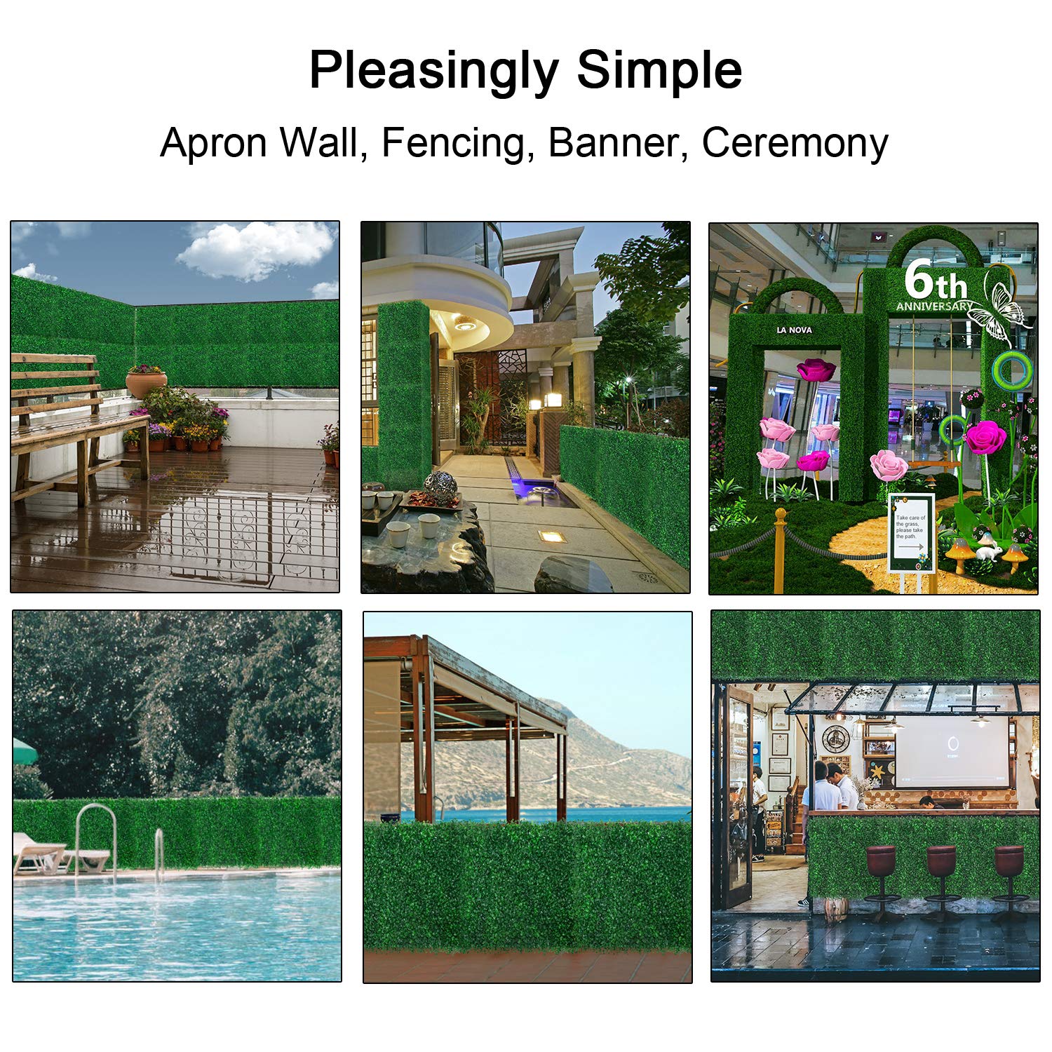 DQS Artificial Boxwood Panels - Set of 12 Faux Hedge Wall Panels, 20