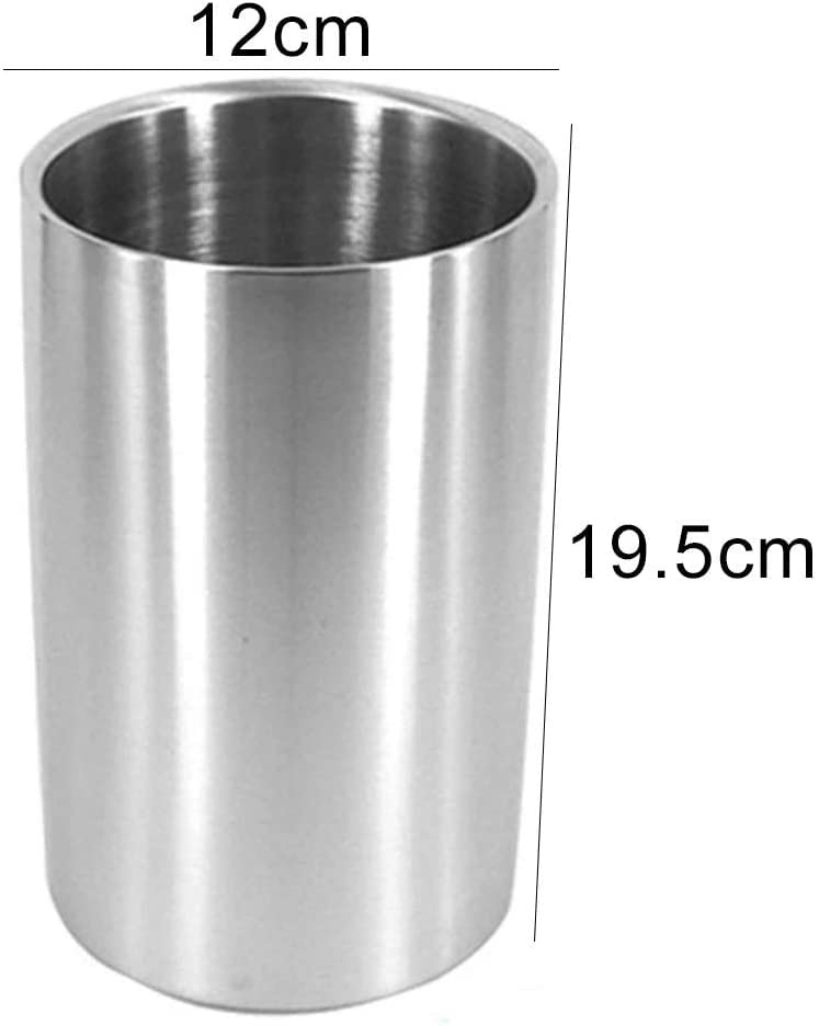 Premium Stainless Steel Double-Walled Insulated Ice Bucket with Ice Tongs Set - Round Ice Cube Container for Cocktails, Wine Chilling & Party Serving