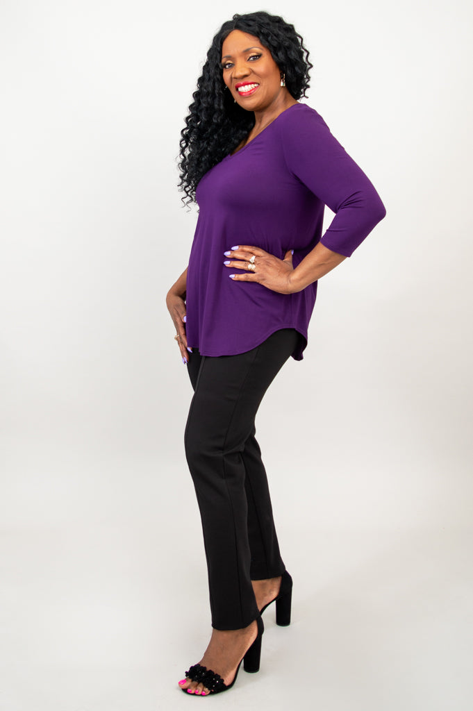 Jackie 3/4 Sleeve Bamboo Viscose Top - Soft & Breathable Women's Blouse for Casual Wear & Summer Outfits