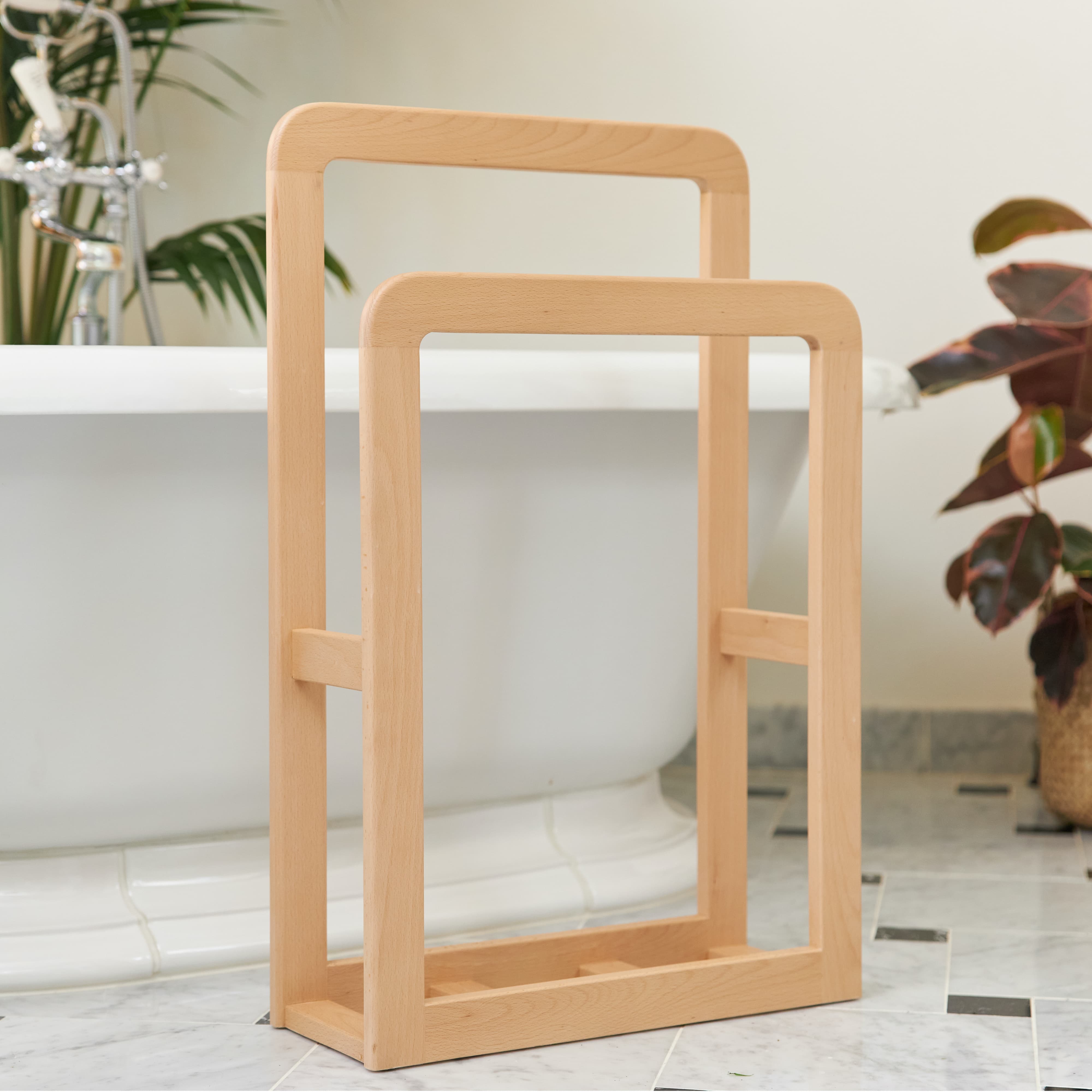 Premium Solid Wood Bathroom Towel Rack - Wall Mounted Spa Style Organizer for Bath, Kitchen & Laundry Room Decor