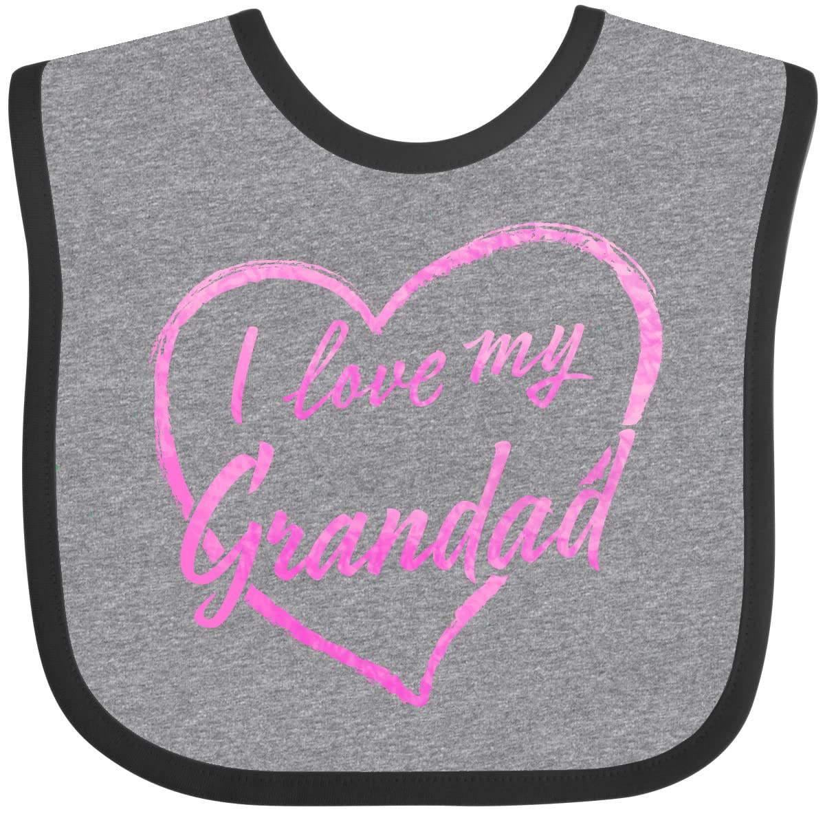 Inktastic I Love My Grandad Pink Chalk Heart Baby Bib - Soft Cotton Drool Bib for Infants, Perfect Gift for Grandparents Day, Baby Showers & Family Photos