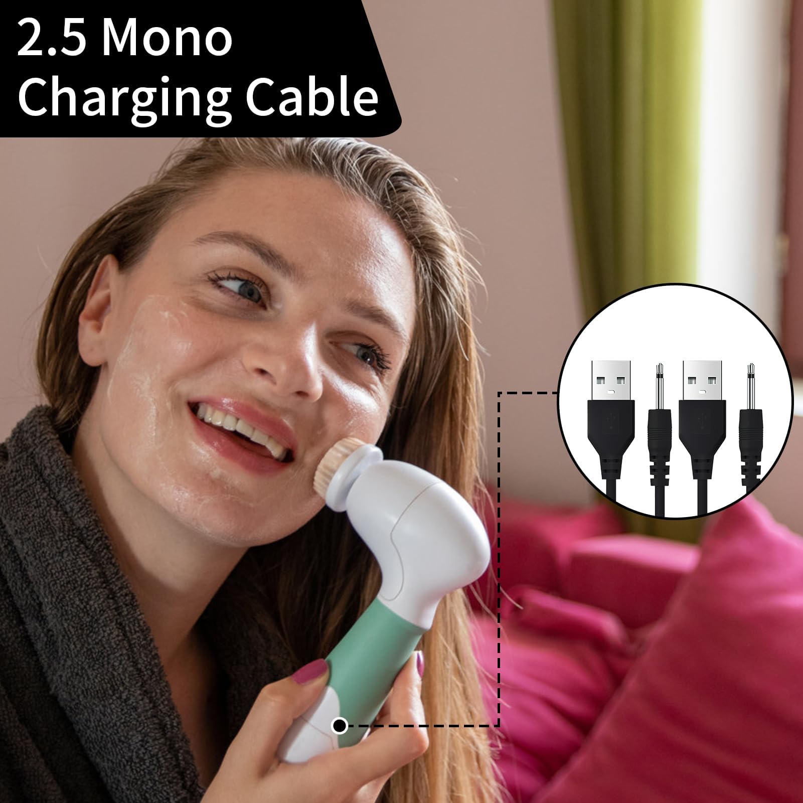 2 Pack USB to 2.5mm Male DC Charger Cable for Wireless Massagers - Fast Charging Power Cord Compatible with 5V Rechargeable Devices - Perfect for Home Massage, Spa Treatments & Relaxation Therapy