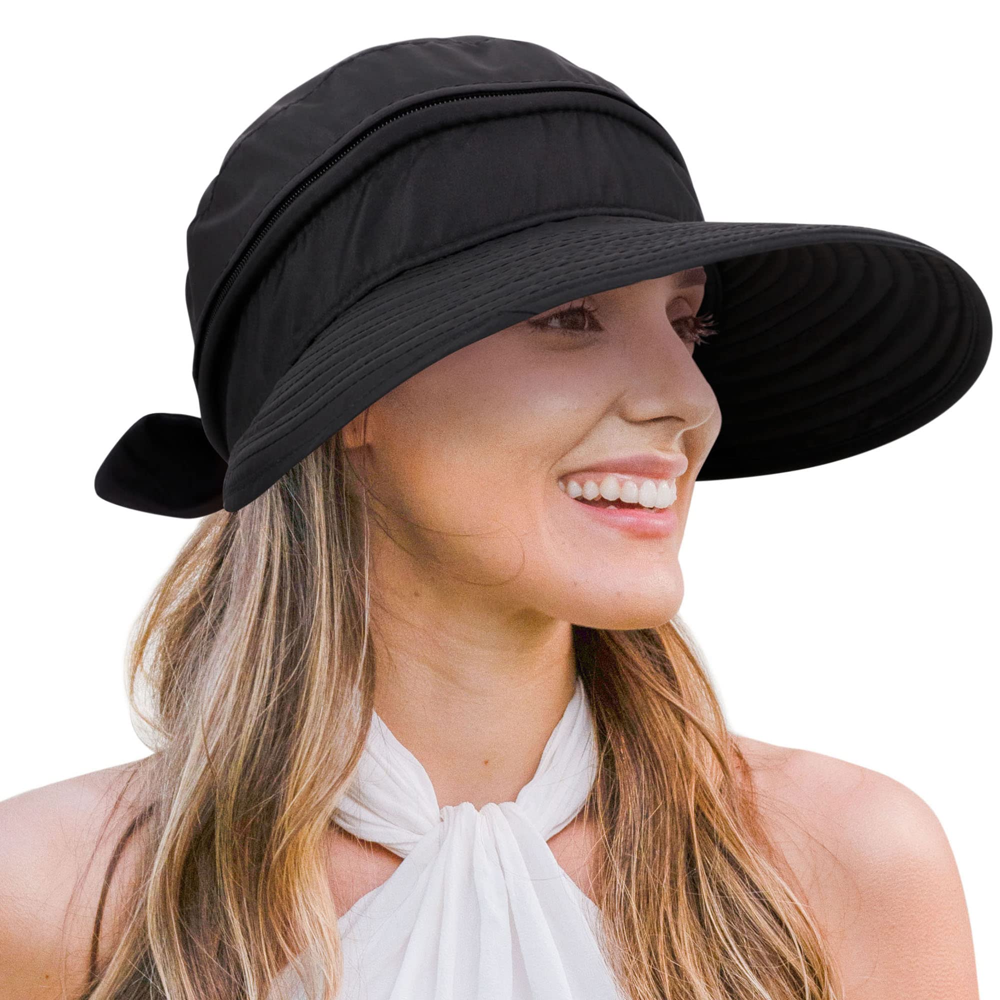 Verabella Women's Wide Brim Sun Hat - UPF 50+ UV Protection Summer Beach Hat, Lightweight Foldable Sun Visor for Hiking, Travel, Gardening & Outdoor Activities