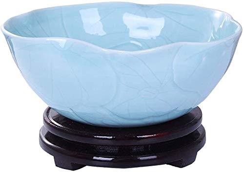 Chinese Style Ceramic Hydroponic Planting Pot with Tray - Indoor Garden Planter for Water Lily, Lotus & Green Plants | Perfect for Living Room, Office Decoration & Fish Tank Scenery