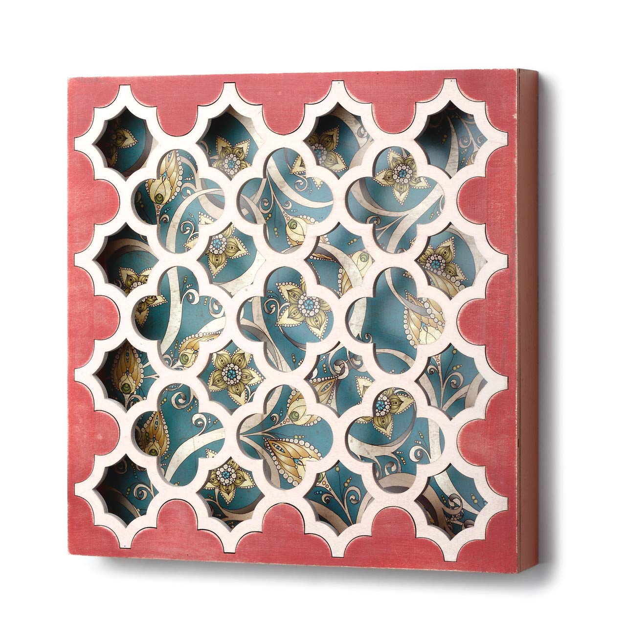 DEMDACO Blue Floral Lattice Shadow Box Frame - Home Wall Decor for Living Room, Bedroom & Office - Perfect for Displaying Photos, Artwork & Keepsakes