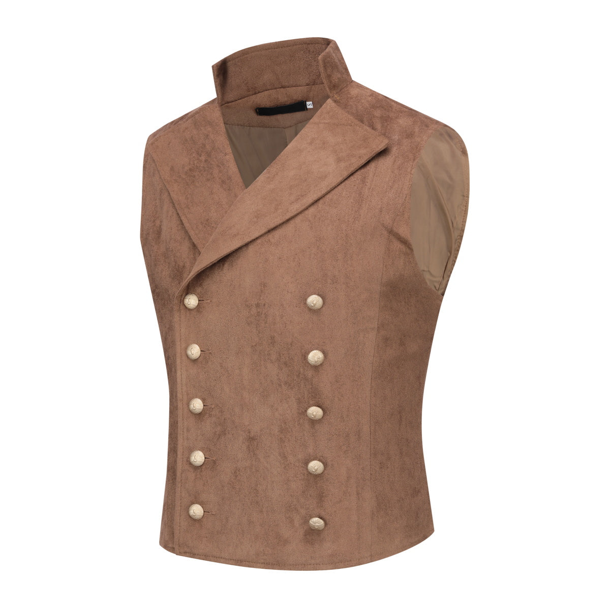 Elegant Double Breasted Velvet Gothic Steampunk Brown Waistcoat for Men - Perfect for Cosplay, Victorian Costumes & Dark Academia Outfits