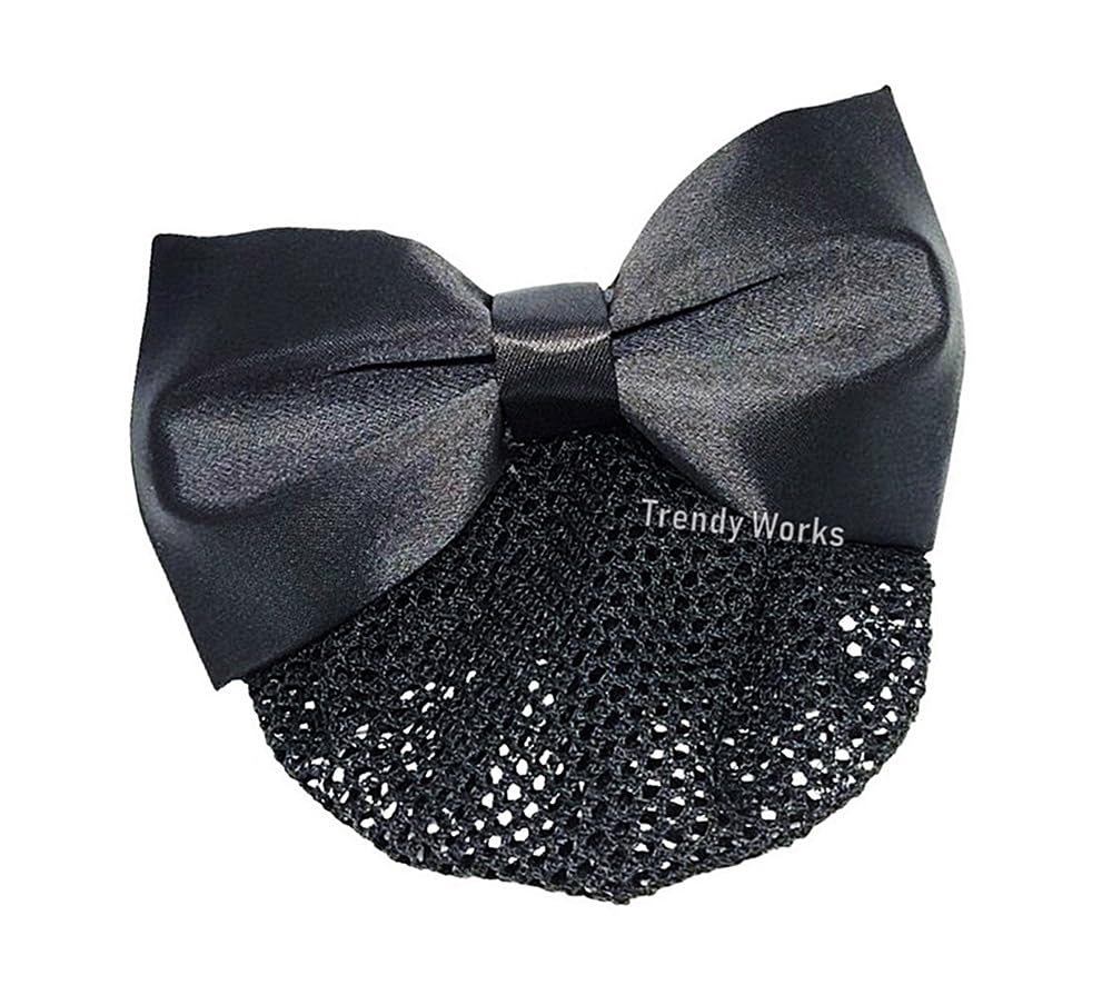 Trendy Black Bow Juda Net Barrette Hair Clip - Elegant Bun Cover Hair Accessories for Women & Girls (1 Piece) | Perfect for Weddings, Parties & Everyday Style
