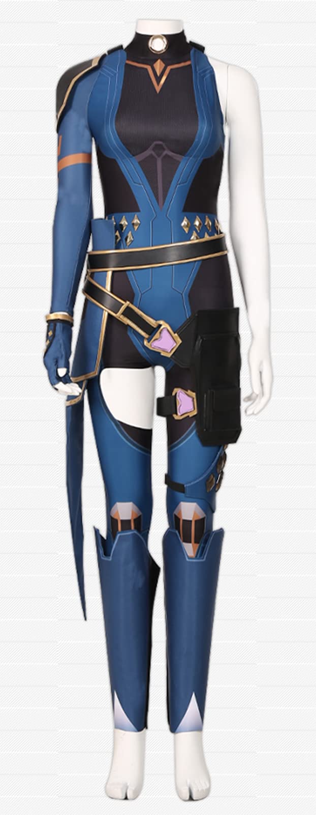 Valorant Reyna Cosplay Costume Full Set - Women's Duelist Reyna Jumpsuit Bodysuit with Accessories for Halloween, Gaming Conventions & Cosplay Events