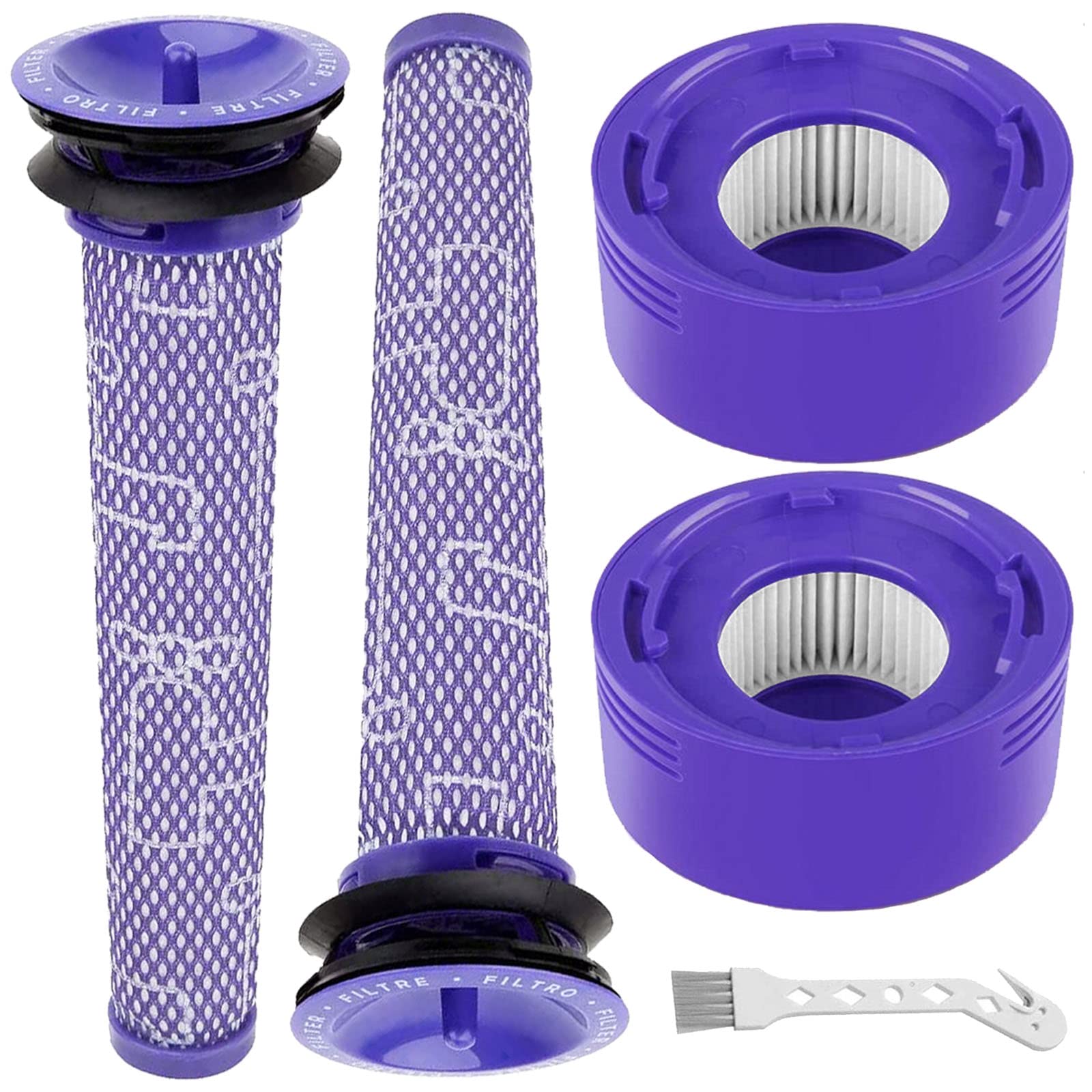 4 Pack V8 Vacuum Filters Replacement Kit - Compatible with Dyson V7 & V8 Animal/Absolute - 2 Pre-Filters + 2 Post-Filters - Replaces Part 965661-01 & 967478-01 - Perfect for Pet Hair, Allergies & Deep Cleaning