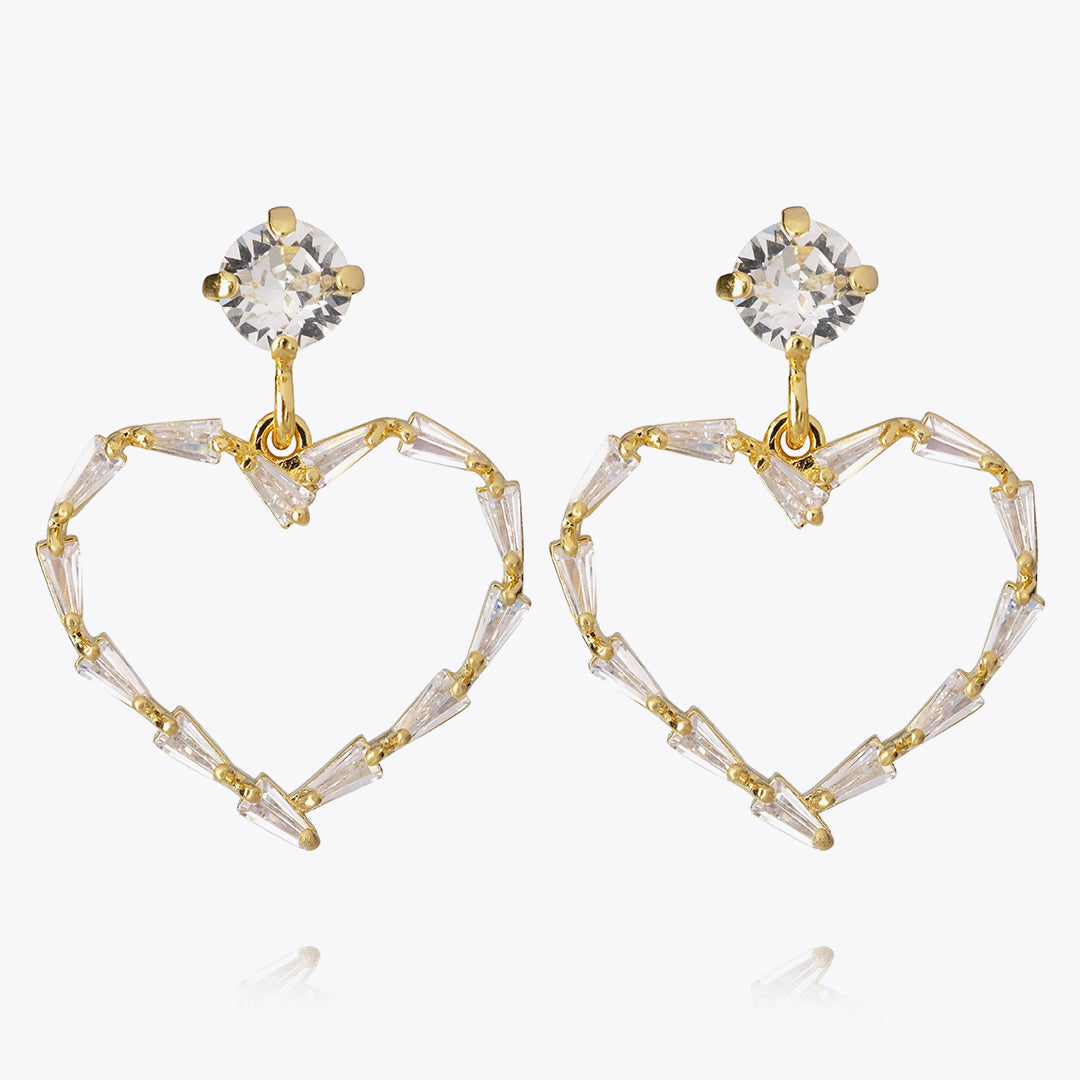 Elegant Baguette Heart Earrings with Sparkling Crystals - Perfect for Valentine's Day, Anniversary Gifts & Romantic Date Nights