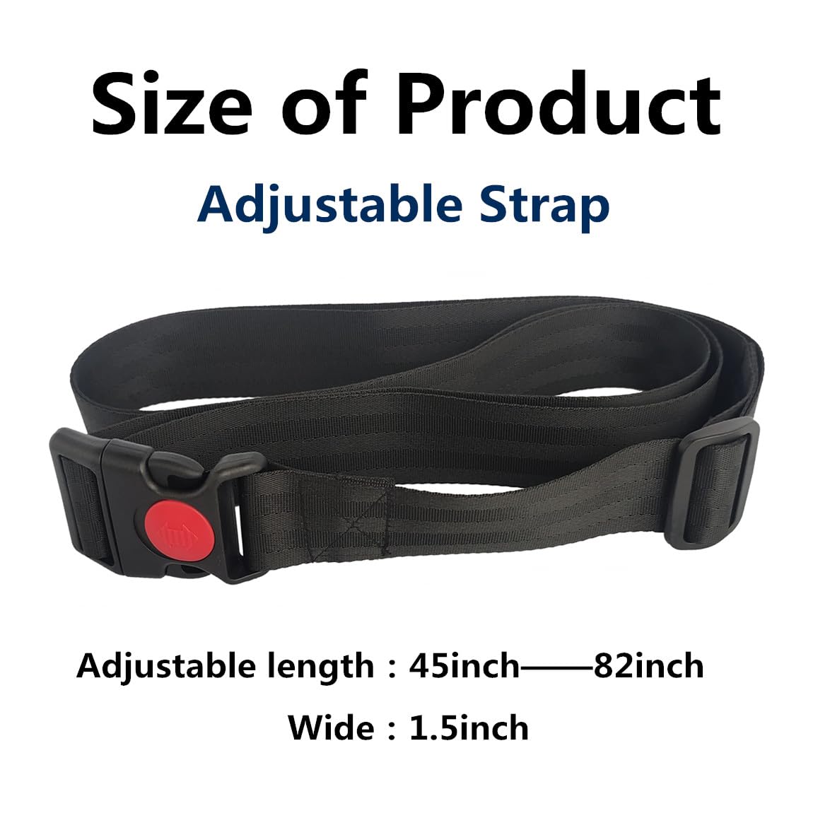 80’’ Adjustable Wheelchair Safety Strap Seat Belt - High Chair Safety Harness for Elderly, Adults & Children - Patient Care Security Belt (Black) | Ideal for Home Care, Hospitals & Mobility Assistance