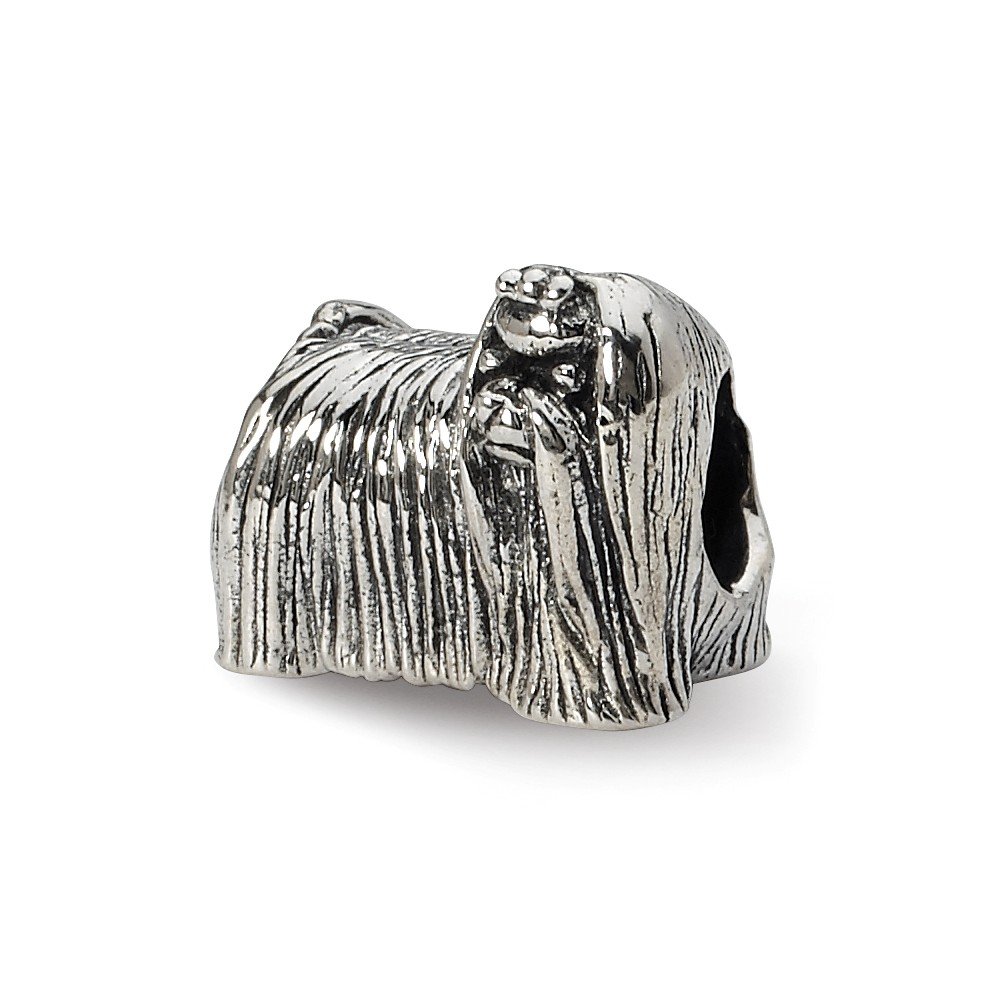 Jewels By Lux Sterling Silver Reflections Maltese Dog Bead Charm - Perfect for Pet Lovers, Jewelry Making & Personalized Gifts