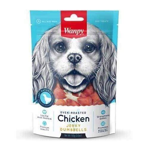 Wanpy Oven Roasted Chicken Dumbbell Dog Treats 100g - Healthy Natural Training Snacks for Small & Large Dogs - Perfect for Reward, Training & Dental Care