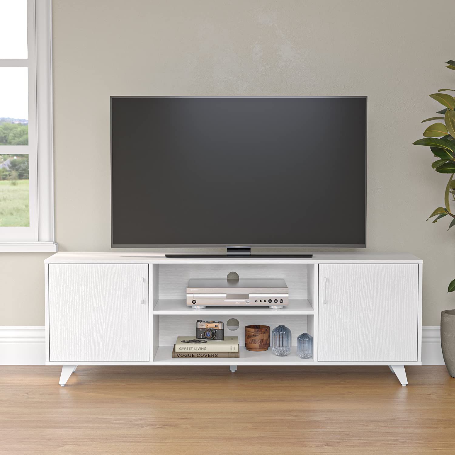 Modern TV Stand with 2 Doors & Shelves - Panana 63
