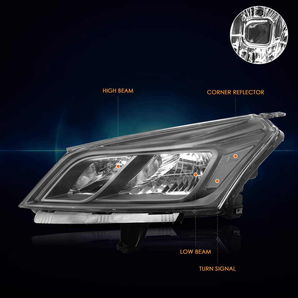 PM PERFORMOTOR Compatible with 13-17 Chevy Traverse Headlight Assembly - OE Replacement Black Housing Clear Corner Headlamps for Improved Night Driving & Style Upgrade