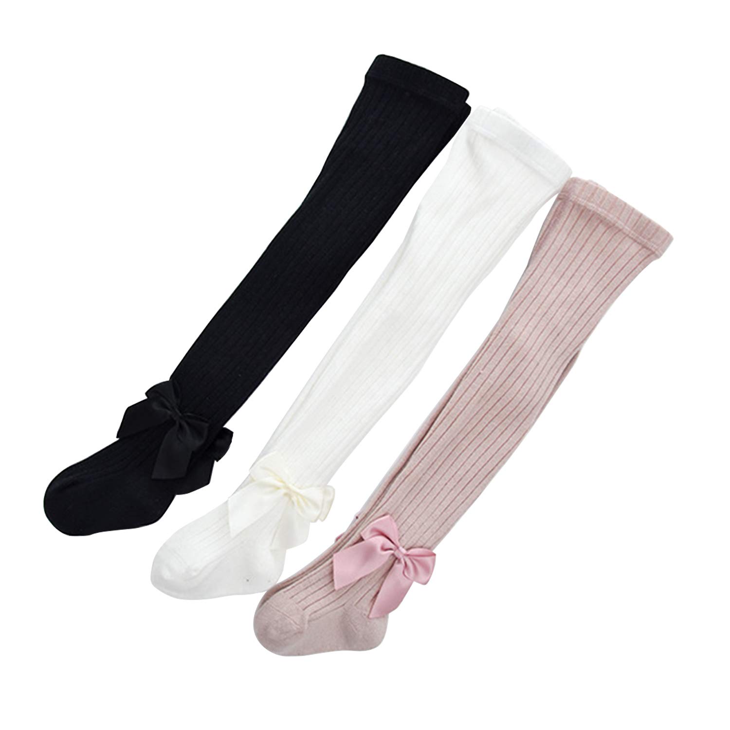 Evelin LEE 3 Pack Girls Knit Tights Leggings with Bowknot - Warm Winter Pantyhose Stockings for Toddlers 1-5 Years - Perfect for School, Playdates & Cold Weather Outfits