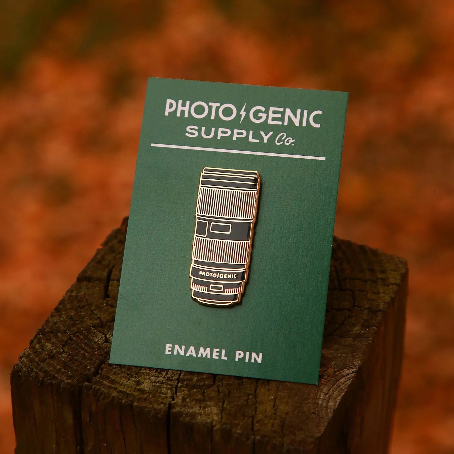 Photogenic Supply Co. Gold Telephoto Camera Enamel Pin - Vintage Photography Collectible for Hats, Jackets & Backpacks