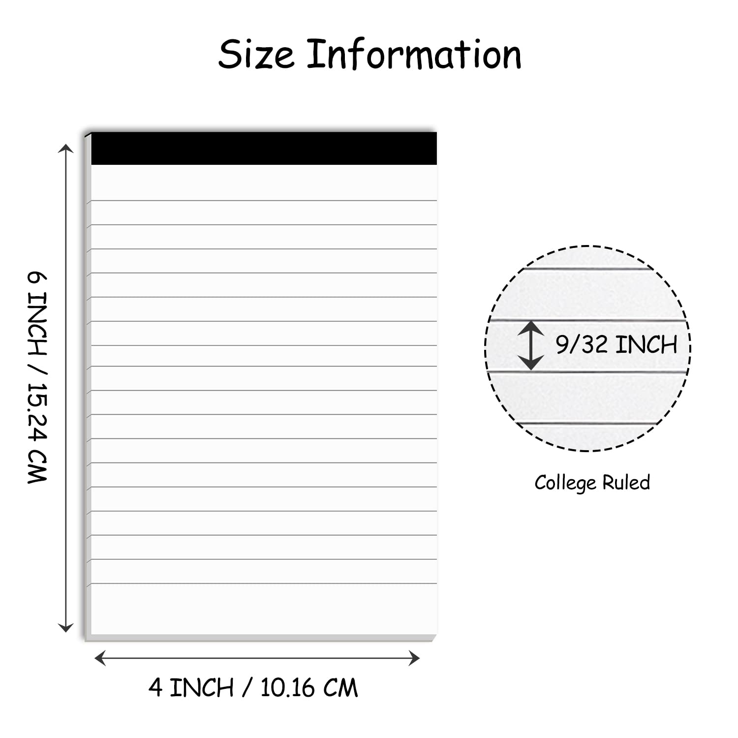 Premium 4x6-Inch Ruled Notepads for Work & Daily Planning - 30 Sheets of Thick Bright White Paper - Pack of 6 - Perfect for Office Tasks, To-Do Lists & Journaling