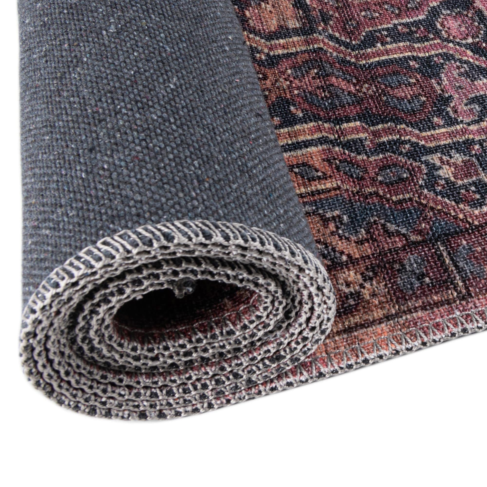 Washable 5' x 8' Oval Rust Red Low-Pile Rug - Maahru Collection by Rugs.com | Soft & Durable for Living Rooms, Dining Areas & Open Spaces | Easy to Clean Home Decor for High Traffic Areas