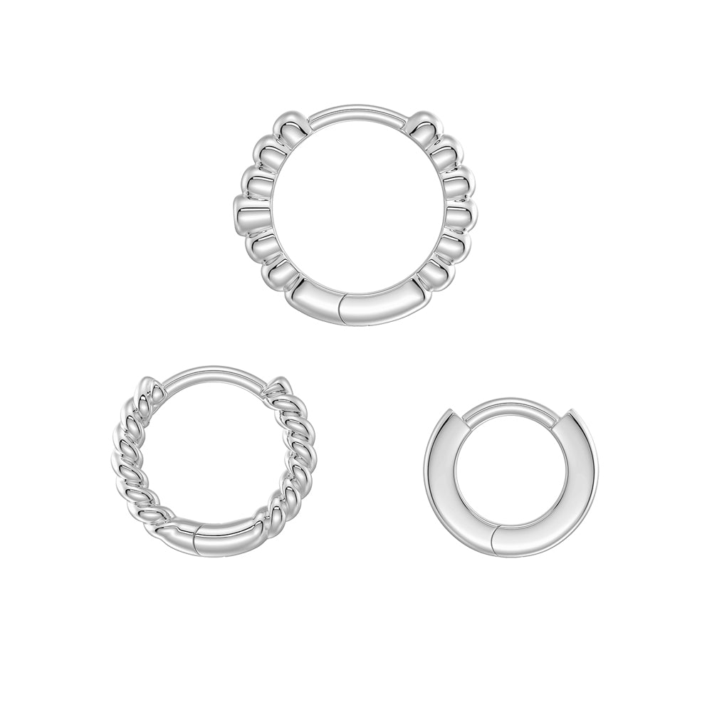 Lab Grown Diamond Triple Stack Hoop Earrings Set - Elegant 14K Gold Layered Earrings for Women | Perfect for Parties, Weddings & Everyday Wear