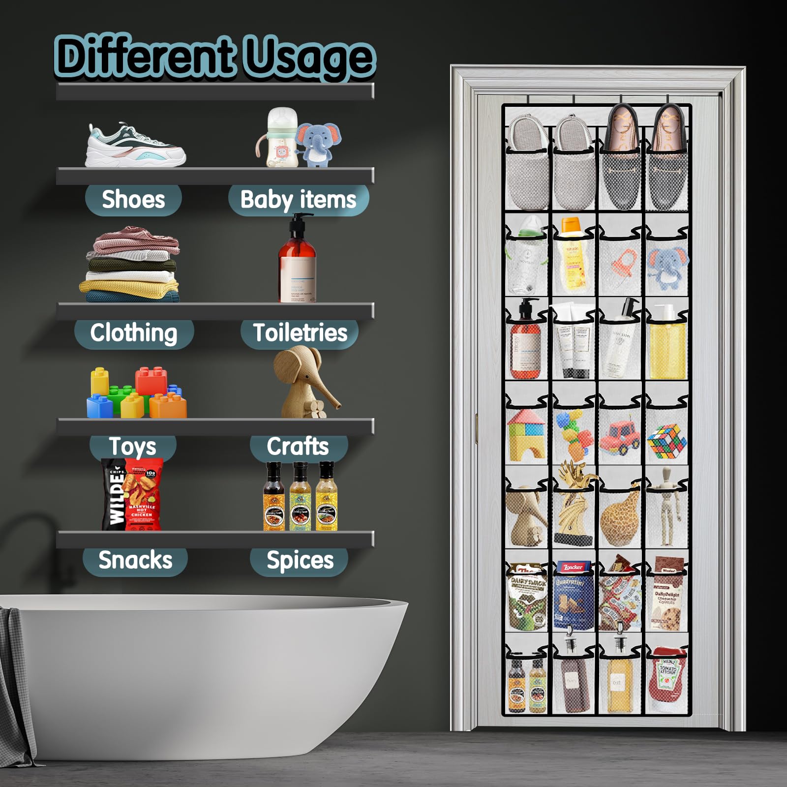 28-Pocket Breathable Mesh Over-The-Door Shoe Organizer for Men & Women - Space-Saving Closet Storage Solution for Sneakers, Heels & Boots | Perfect for Bedrooms, Dorms & Small Apartments (White)