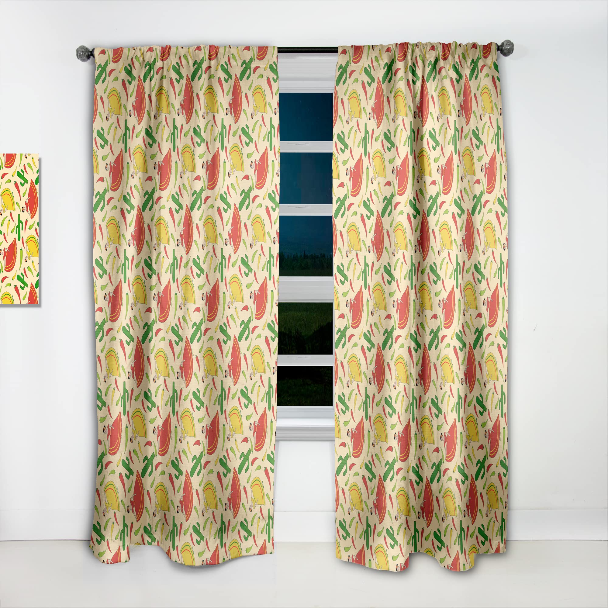 DesignQ Mexican Woman Pattern Thermal Insulated Curtains - Single Panel 52x120 - Elegant Window Drapes for Bedroom & Living Room - Perfect for Home Decor & Sun Protection