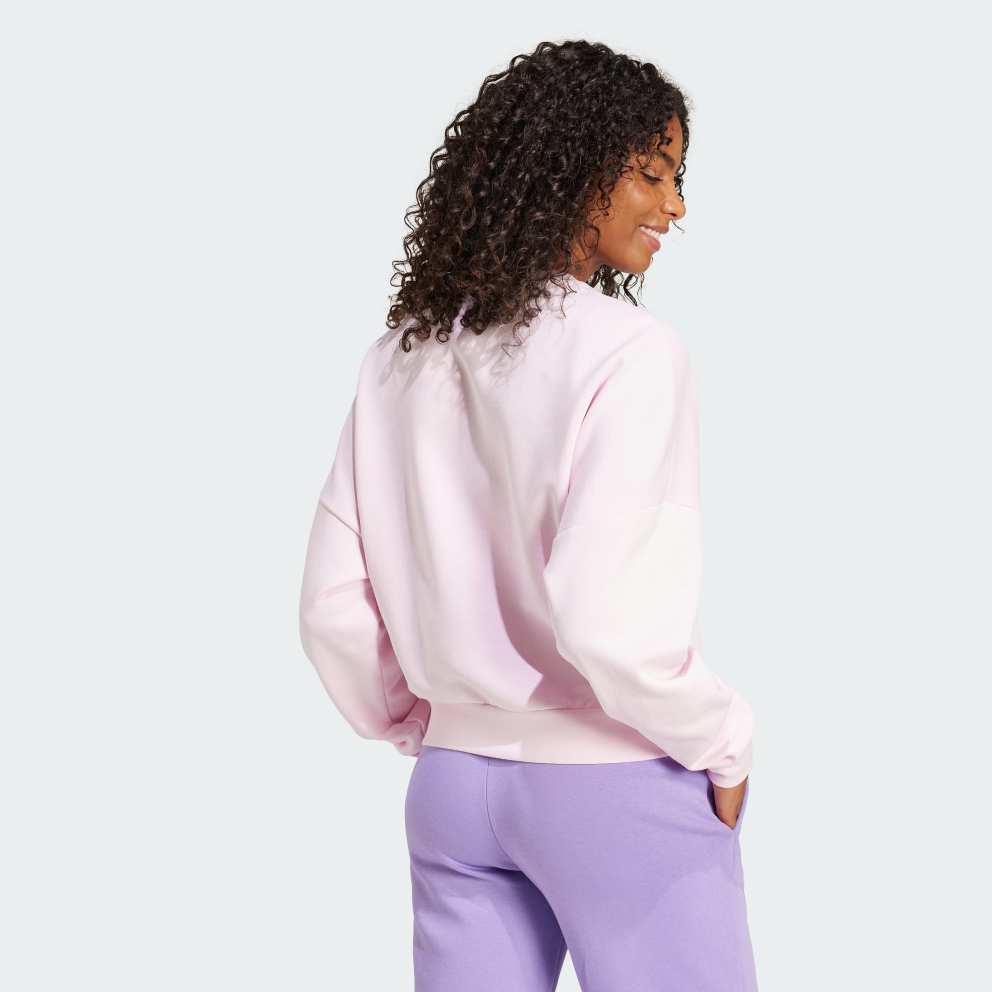 Adidas Women's Small Logo FeelCozy Fleece Crew Sweatshirt - Soft Pink Pullover for Casual Wear, Lounge & Workout