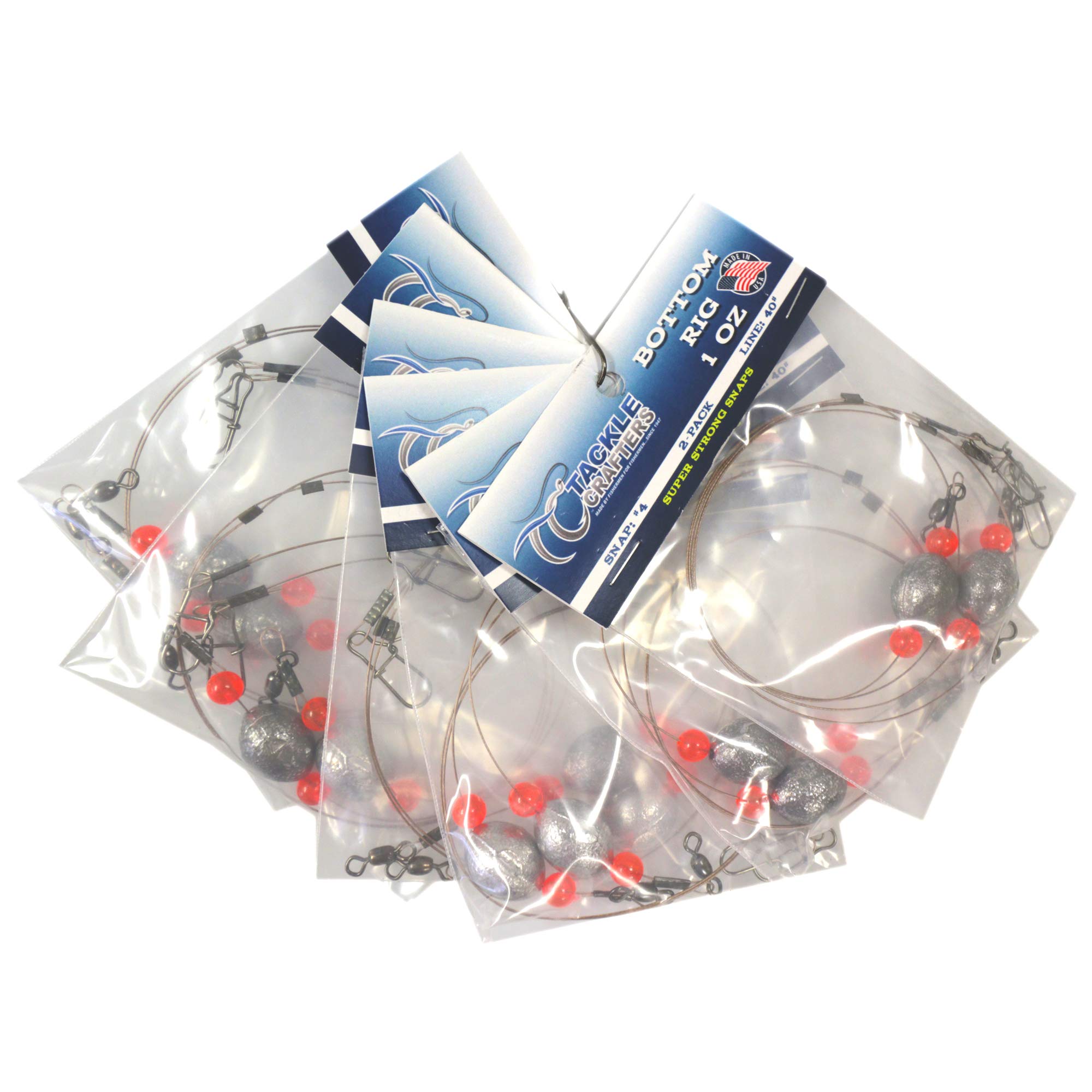 Stainless Steel Fishing Bottom Rigs with Snap & Egg Sinker - 12 Pack Saltwater Fishing Leaders for Surf, Pier & Boat Fishing