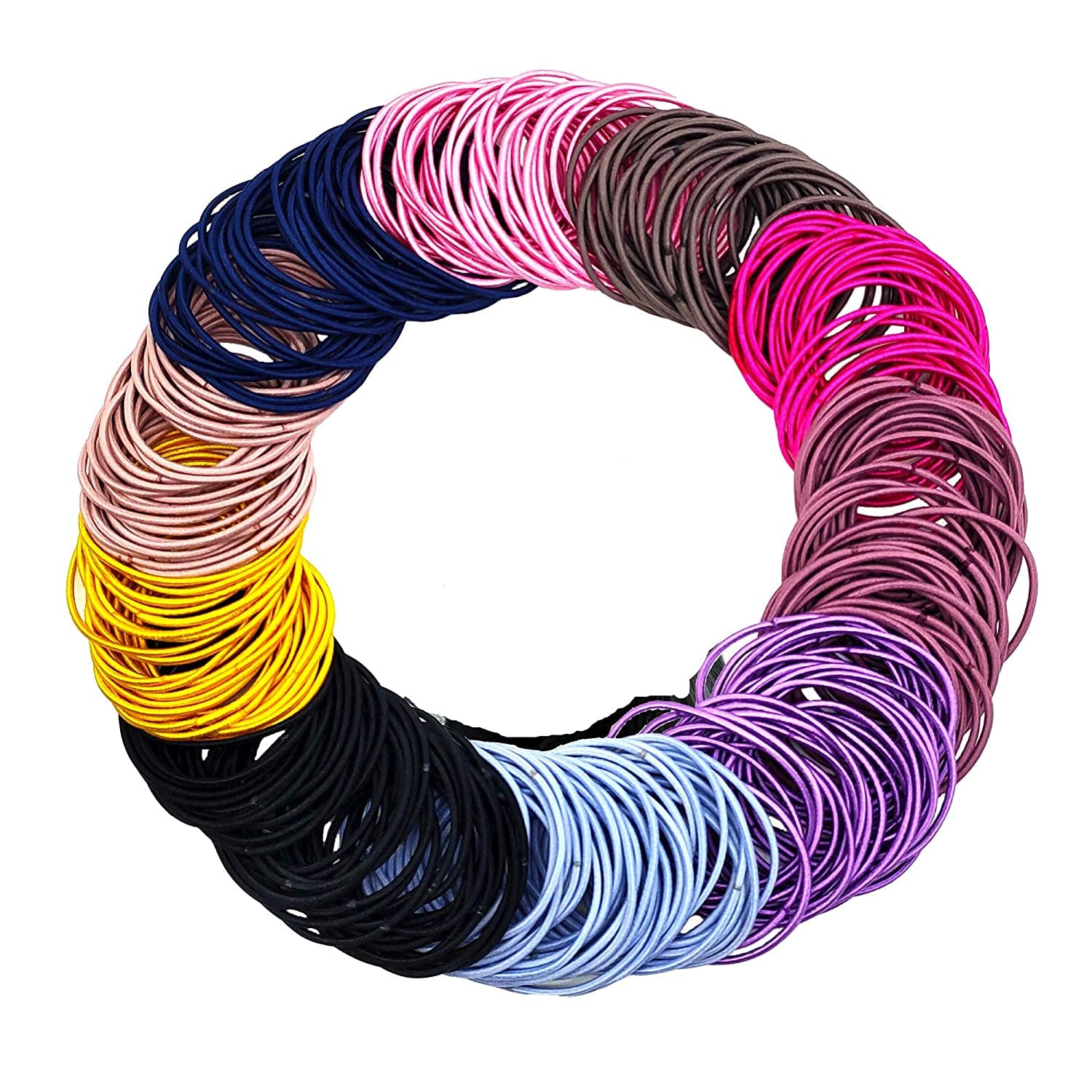 FAMEZA 100-Piece No-Crease Hair Ties for Girls - Soft Elastic Hair Bands & Ponytail Holders for Thick, Heavy & Curly Hair - Bulk Multicolor Hair Accessories for School, Sports & Everyday Styling