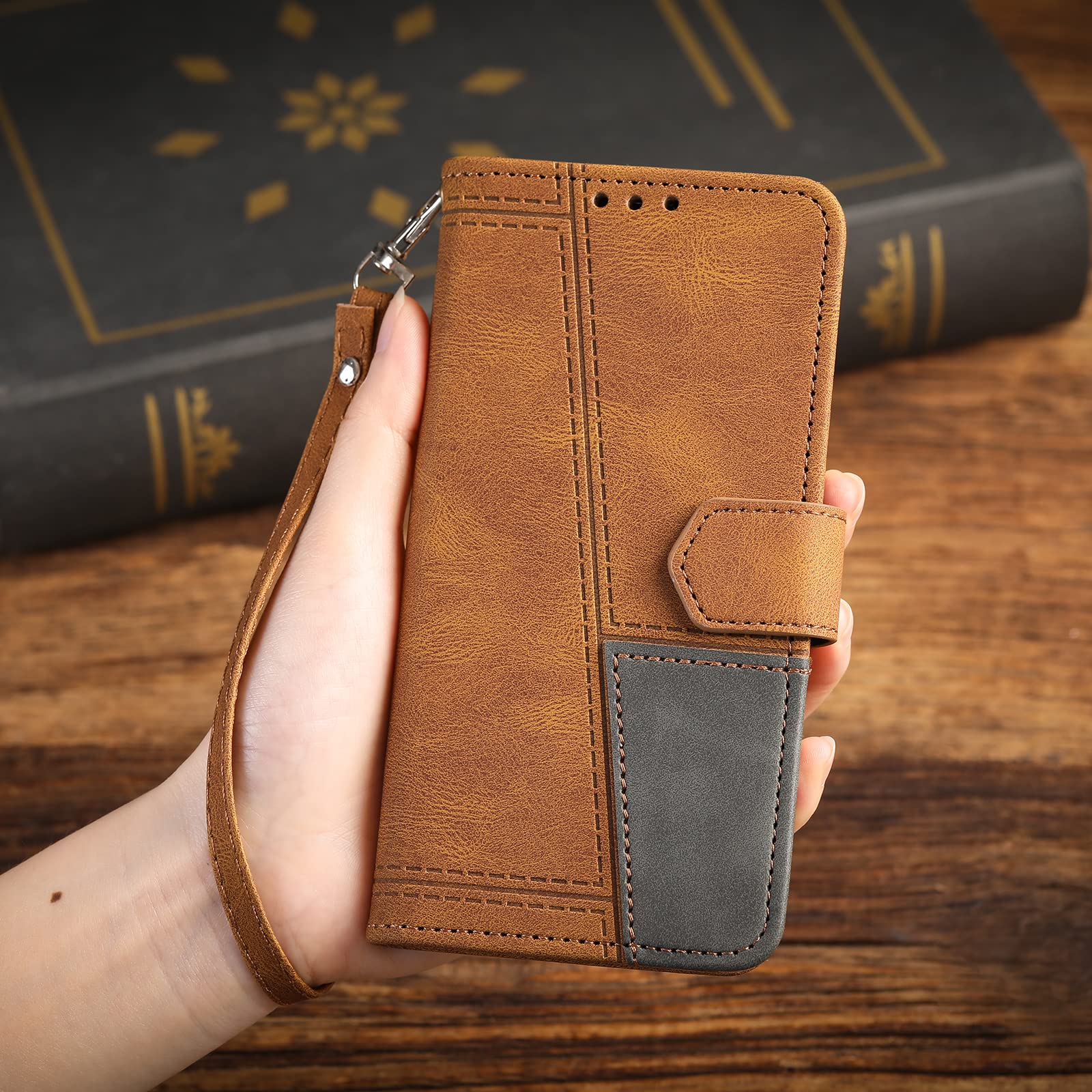 Premium Flip Wallet Case for Samsung Galaxy S7 - Genuine Leather with Credit Card Slots & Kickstand | Business & Travel Essential for Phone Protection & Convenience