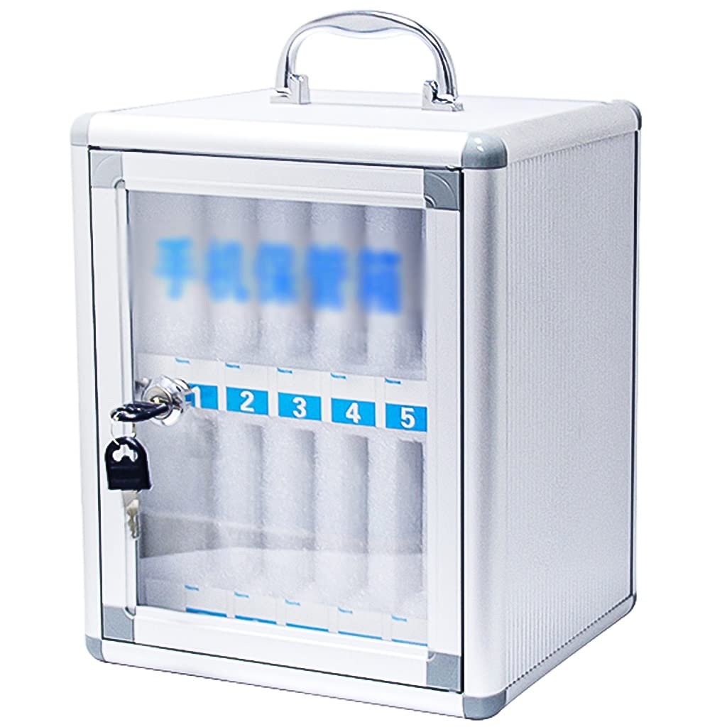Portable Aluminum Alloy Wall-Mounted Phone Storage Cabinet with Lock - Silver 12