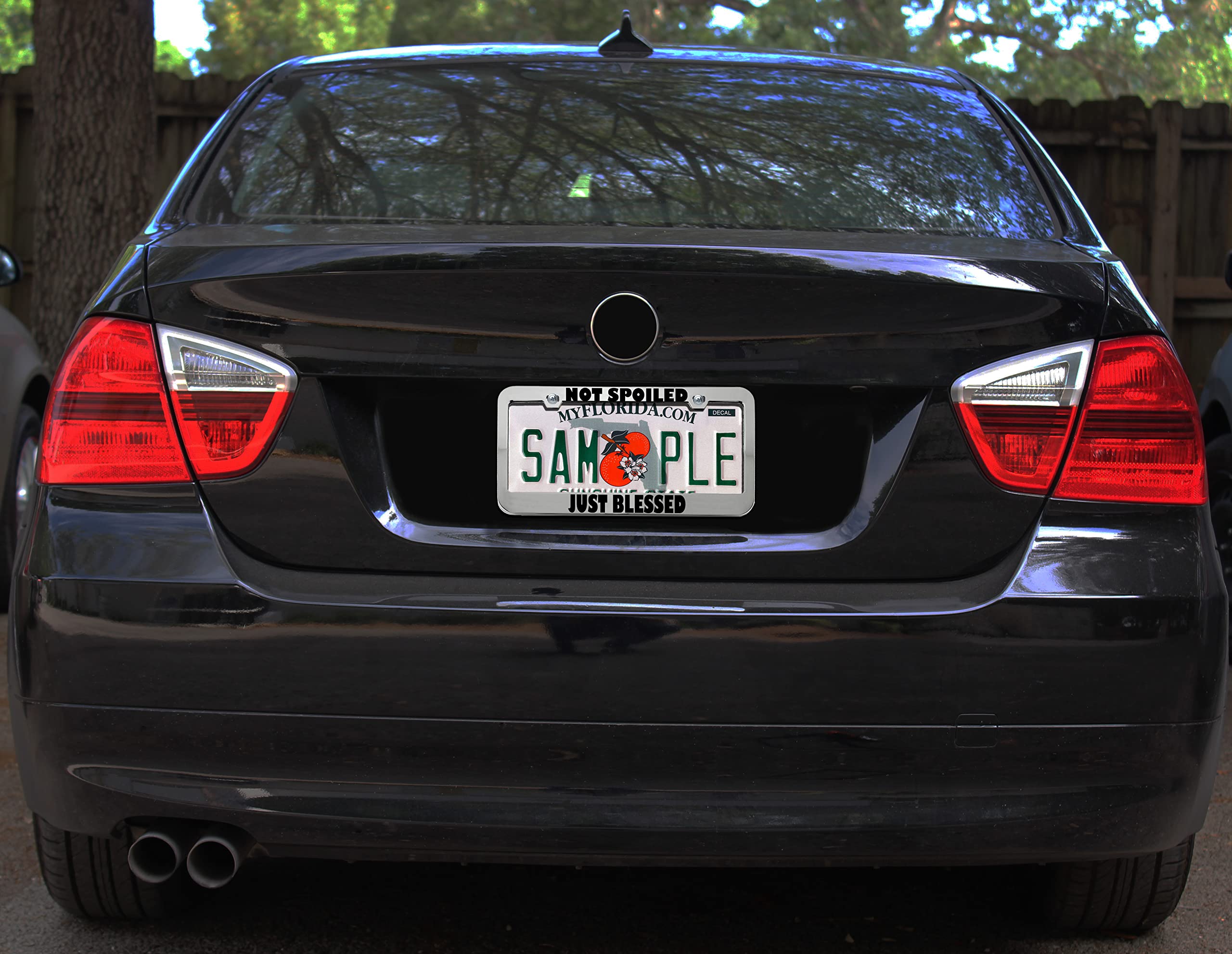 Jesus Religious Metal License Plate Frame - Not Spoiled Just Blessed Car Tag Holder - Black 2 Hole Design - Durable Auto Accessory for Cars, Trucks & SUVs