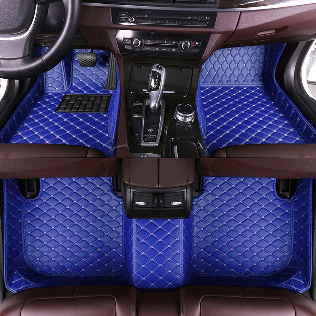 Premium All-Weather Car Floor Mats for Hyundai Elantra 2007-2016 - Luxury Leather Liners with Maximum Protection - Blue Carpet Style - Perfect for Daily Commutes, Road Trips & Winter Driving