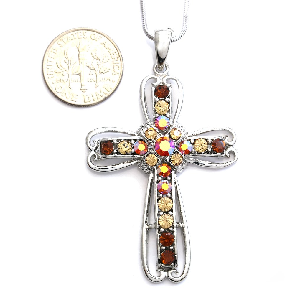 Christian Cross Necklace for Women - 18K Gold Plated Snake Chain Pendant - Religious Jewelry Gift for Baptism, Confirmation & Daily Wear
