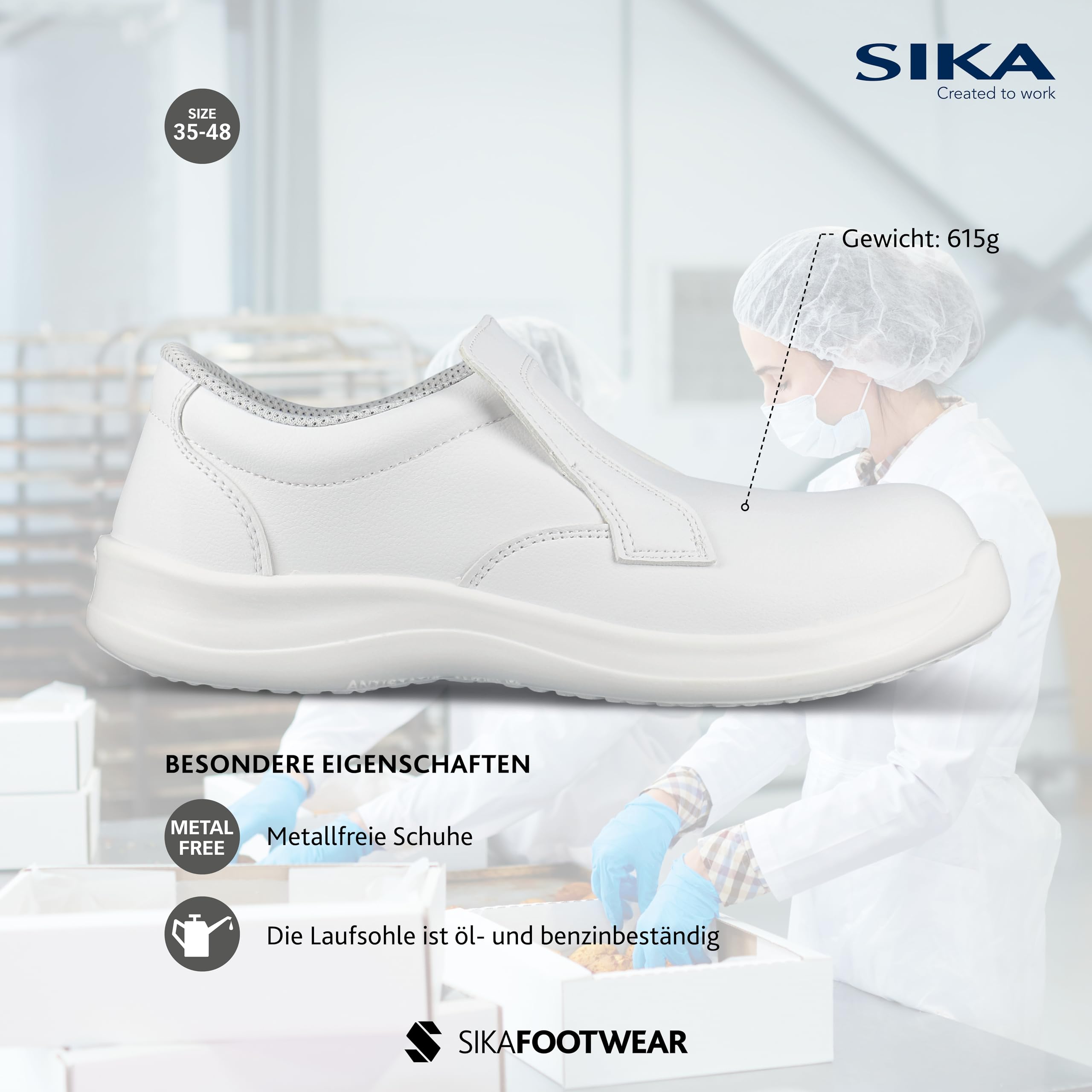 SIKA Select Slip-On Safety Shoes S2 SRC - Lightweight & Comfortable Safety Shoes for Men & Women - Waterproof Slip-Resistant with Protective Toe Cap - Ideal for Pharmaceutical, Kitchen & Industrial Work Environments