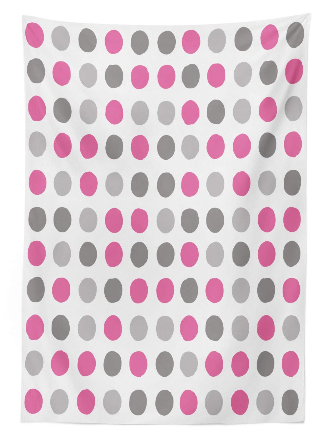 Ambesonne Geometric Outdoor Tablecloth - Traditional Retro Polka Dots Design, European Ancestral Motif in Pastel Pink White Grey - Washable Picnic Table Cover 58