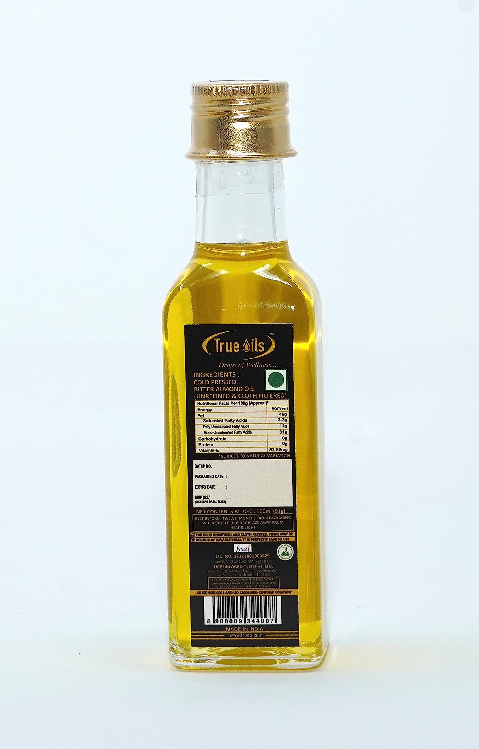 Pure Sweet Almond Oil for Hair Growth & Skin Care - Vitamin E Enriched, Reduces Dark Circles - 100ml for Men & Women - Perfect for Massage, Hair Treatment & Nighttime Skin Routine