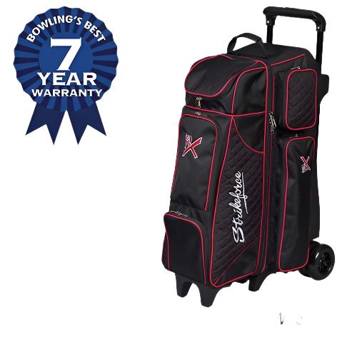 KR Royal Flush 4x4 Bowling Ball Roller Bag - Black/Red - Heavy Duty Bowling Bag with 4 Ball Capacity for League Play & Tournaments - Perfect for Bowling Enthusiasts & Pro Players